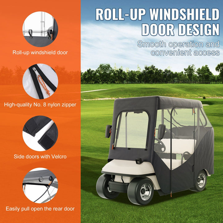Golf cart cover full coverage installed on 2-passenger cart