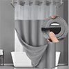 No-hook shower curtain hookless top design