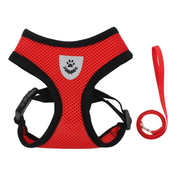 Reflective strips on dog harness in low light