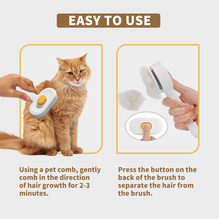 Grooming brush on cat coat