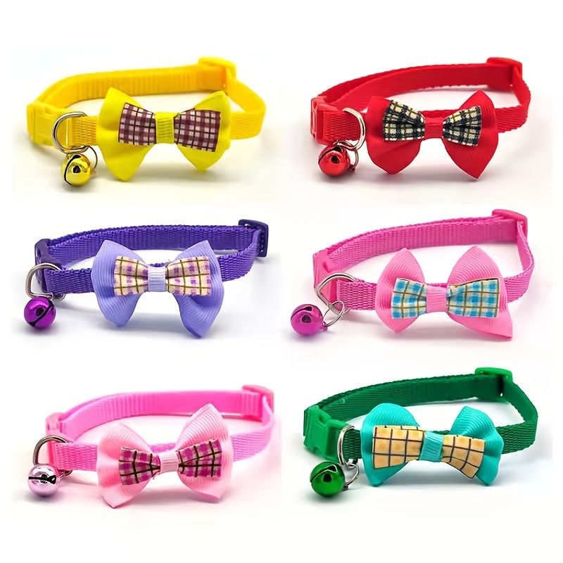 Bow tie cat collar in pink with safety bell