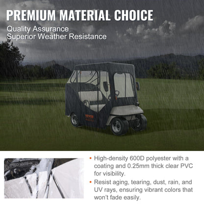 Black golf cart enclosure rear panel detail