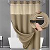 Snap-in liner attached to black shower curtain