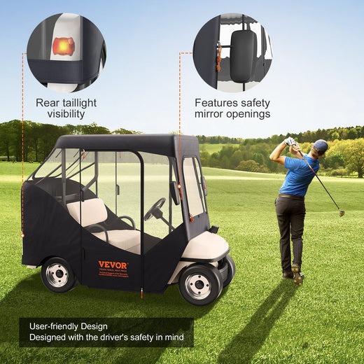 Golf cart cover clear window panel close-up