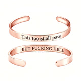 Engraved C-Shape Stainless Steel Bracelet