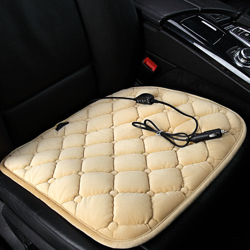 Plush Heated Car Seat Cushion 12V USB Winter Warmer, image 1 of 20