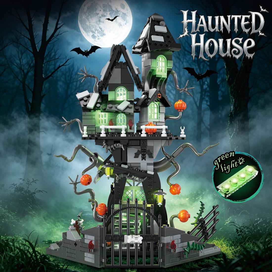 Halloween Pumpkin Haunted House Building Blocks