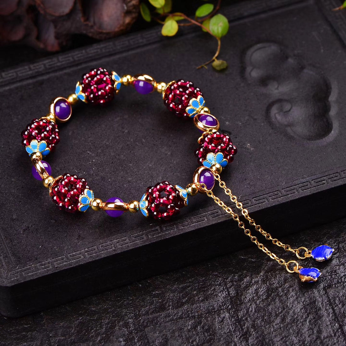 Natural garnet bracelet
