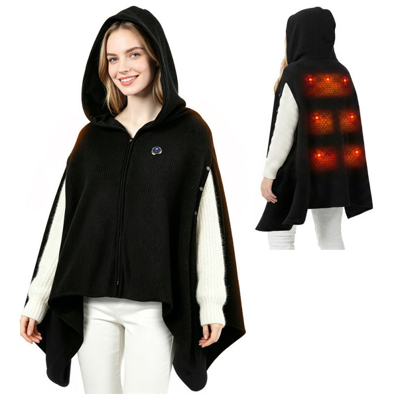 USB Graphene Heated Hooded Shawl Three-Speed Electric Wrap