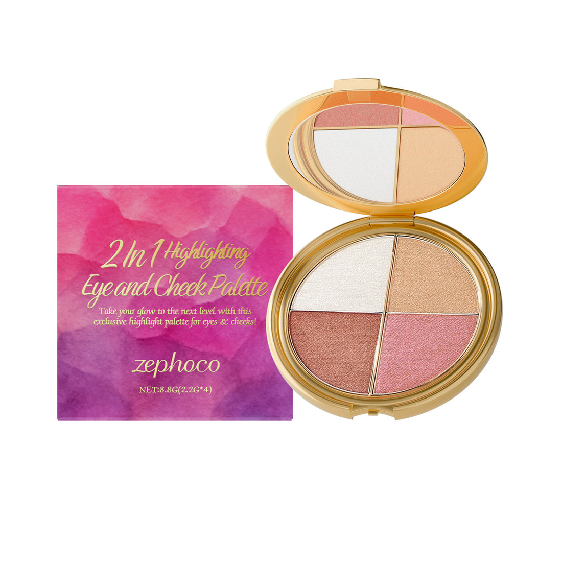 High-Gloss Eyeshadow and Blush Palette with Diamond Finish