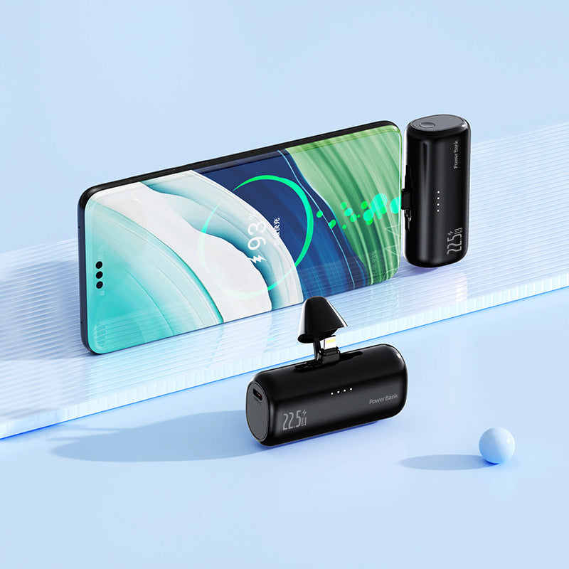 5000mAh Compact Portable Power Bank with Hidden Dual Connectors Fast Charging