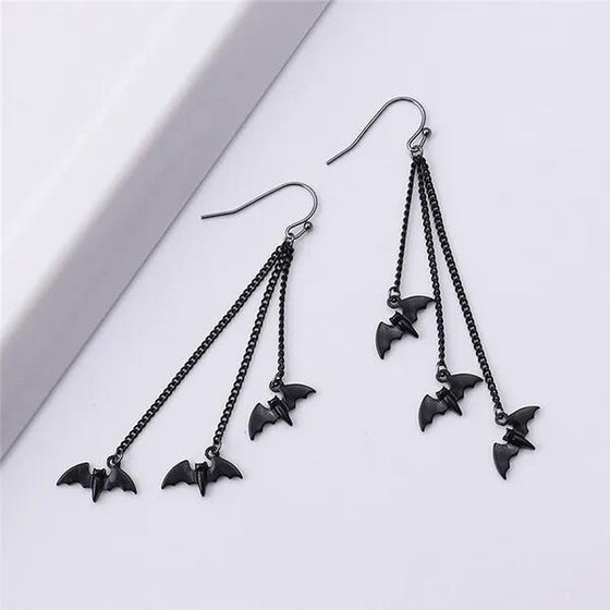 Bat Tassel Earrings Halloween Gothic Jewelry