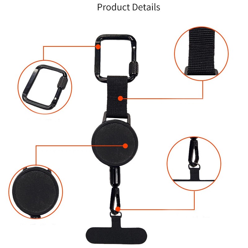 Retractable phone lanyard cord extended