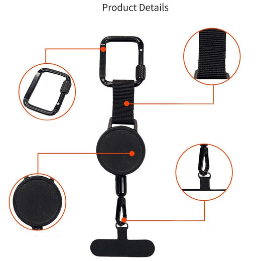 Retractable phone lanyard cord extended