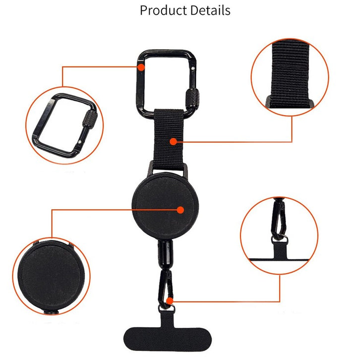 Retractable phone lanyard cord extended