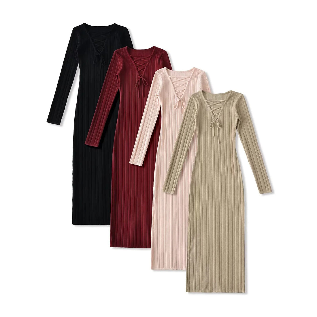 Knit Twist Waist Long Dress