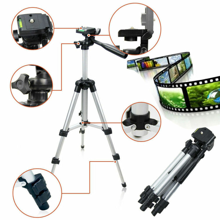 Phone tripod stand holding phone for video call