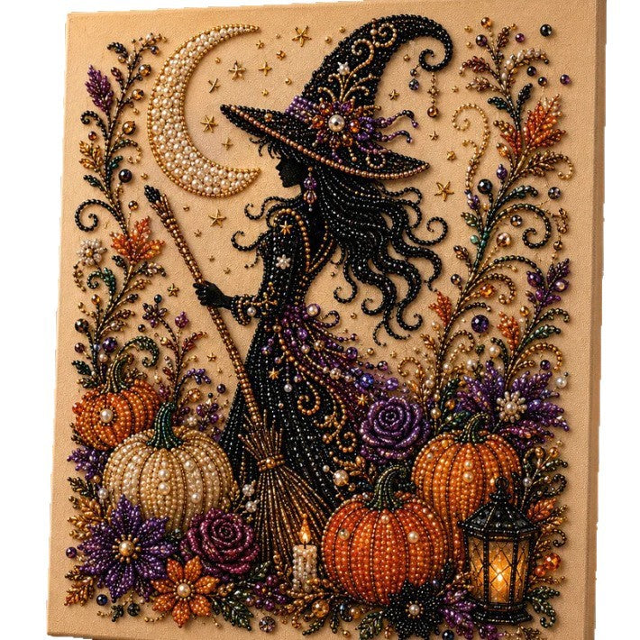 Halloween Black Cat Moon Diamond Art Earrings Set