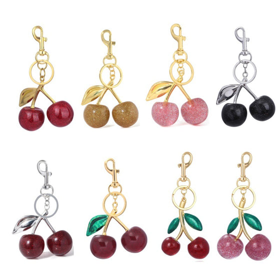 All 8 cherry keychain styles side by side