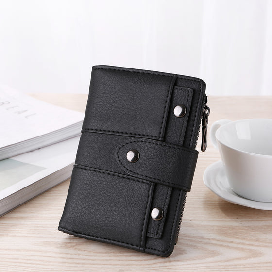 Black women's bifold wallet front view