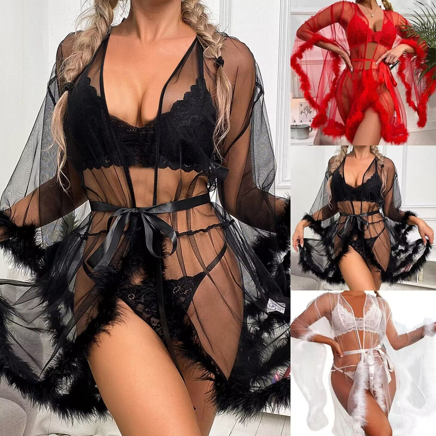 See-through mesh sex underwear seduces MAO MAO's pajamas