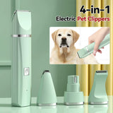 4-IN-1 Pet Grooming and Care Set 4Different Blades Pet Hair Shaver Low Noise Pet Clippers Rechargeable Cordless Safe Dog Trimmer