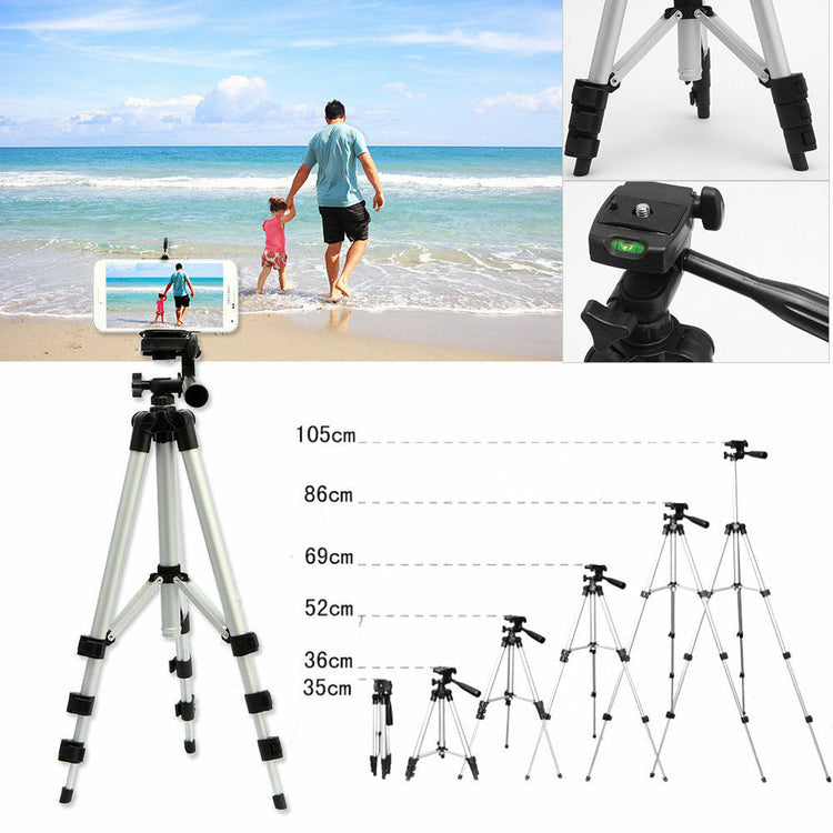 Phone tripod stand adjusted to low angle shot