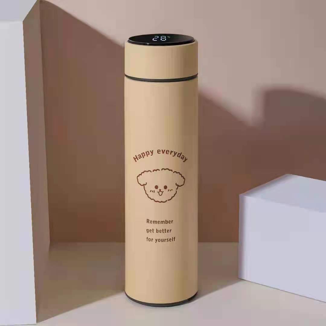 500ml Stainless Steel Vacuum Thermos Cup with Smart Temperature Display and Tea Infuser