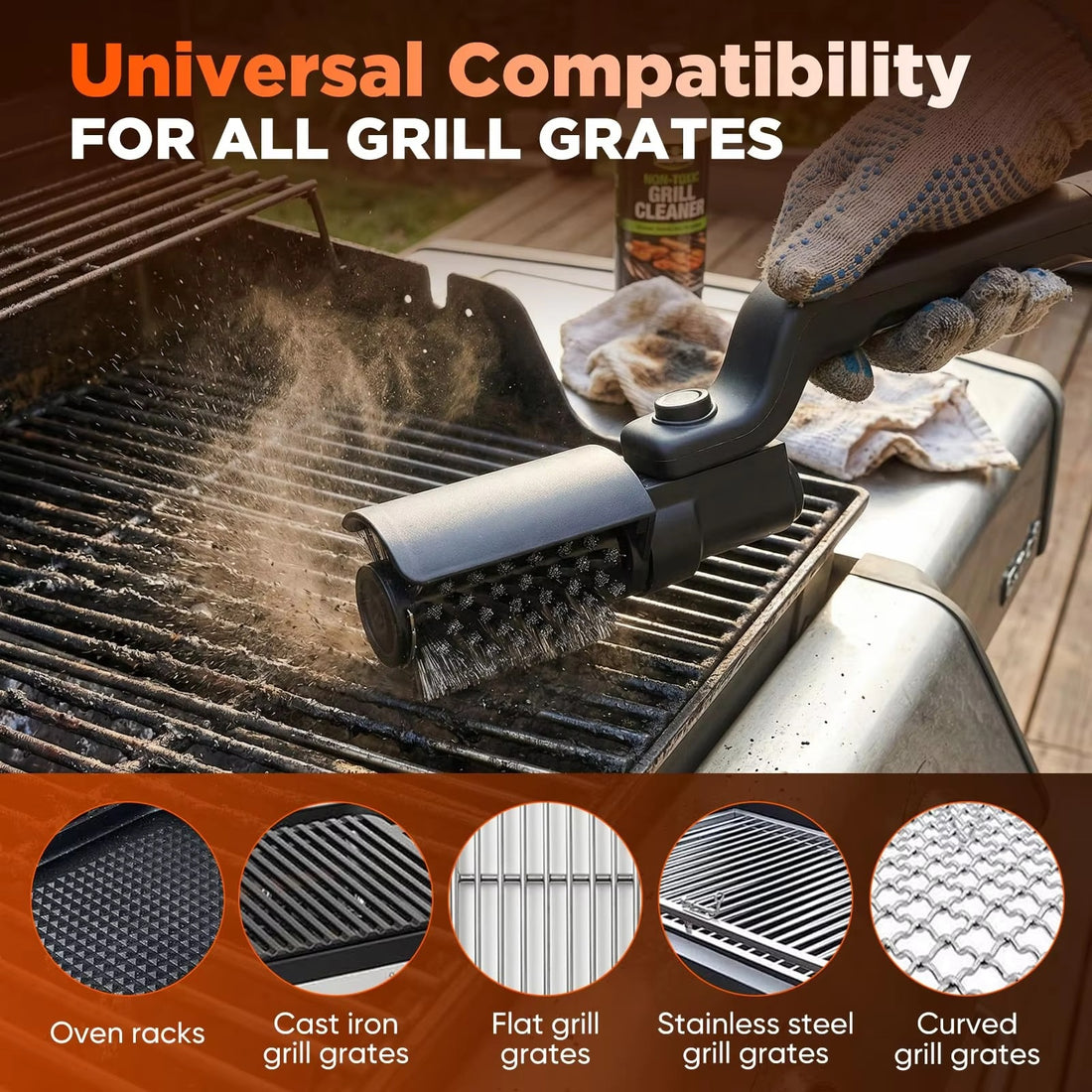Grill brush cleaning grill