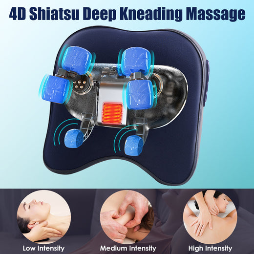 Cordless neck shoulder massager in use at desk