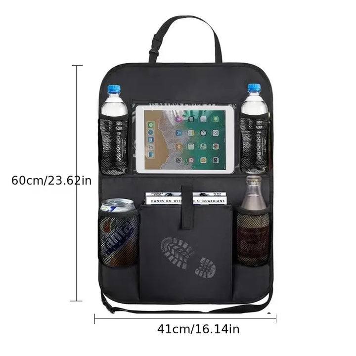 Seatback organizer used with tablet holder