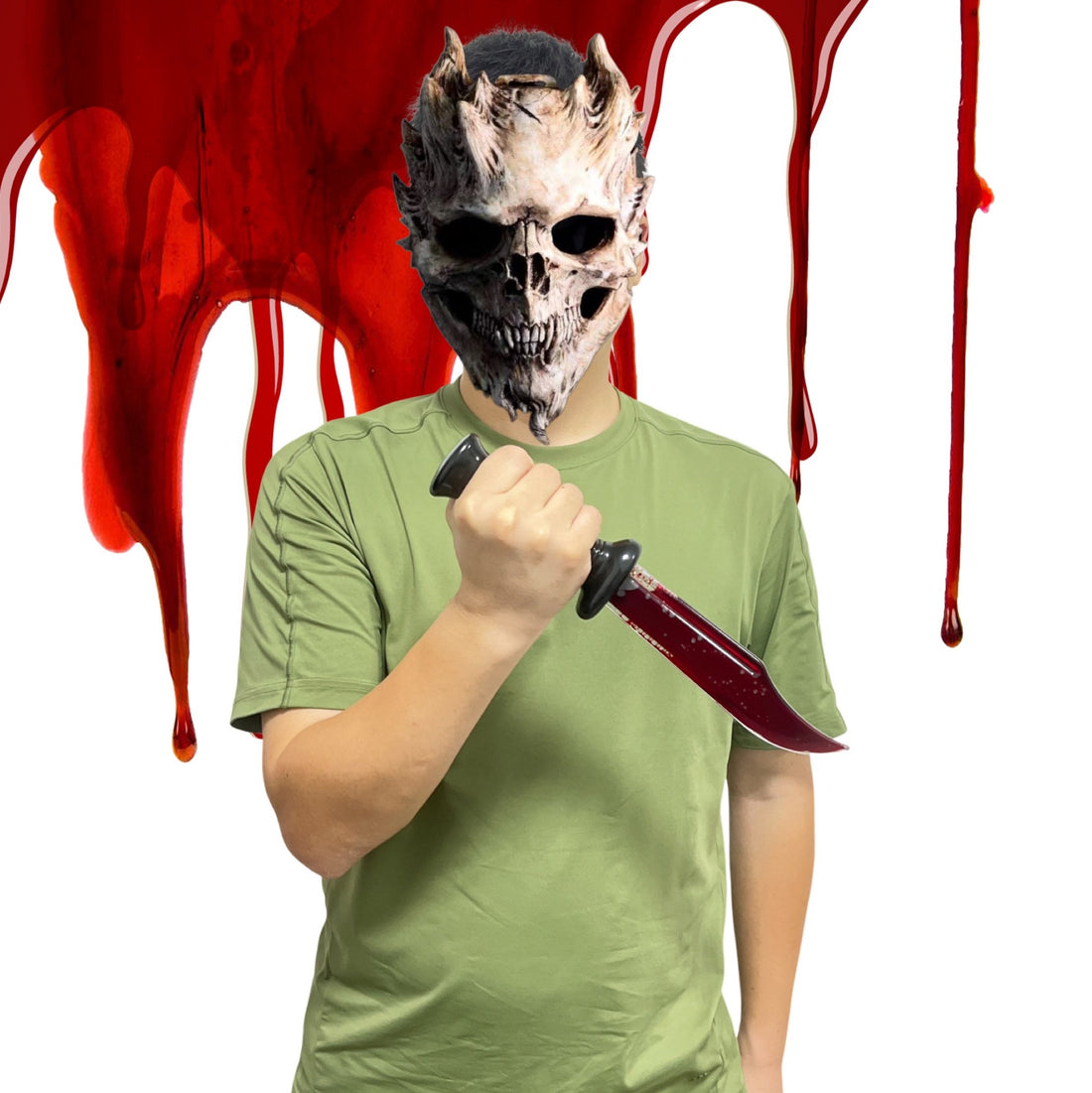 Halloween Simulation Bleeding Knife Prop Horror Fake Blood Zombie Makeup Toy
