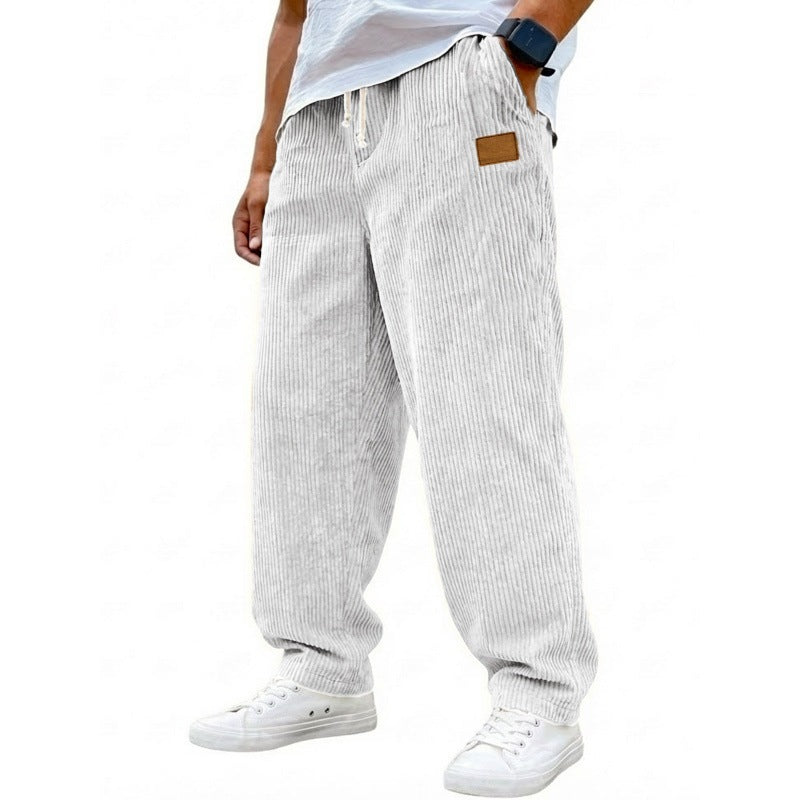 Men's 3D Digital Print Straight Leg Casual Pants with Drawstring Mid-Rise Full Length Trousers
