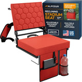 Stadium seat set up on bleacher benches