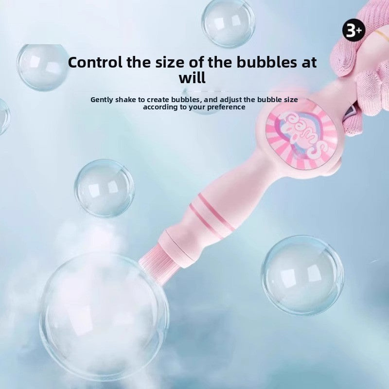 Rechargeable Smoke Bubble Gun Toy with Light Effects for Kids