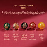 Five-Way Fortune God Cinnabar Bracelet with Beads