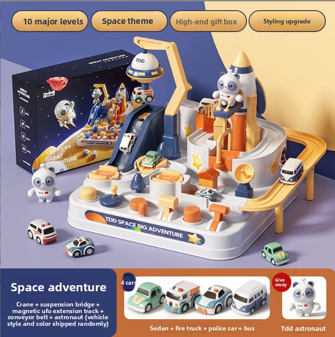 Inertia car track set, space adventure 4 cars version