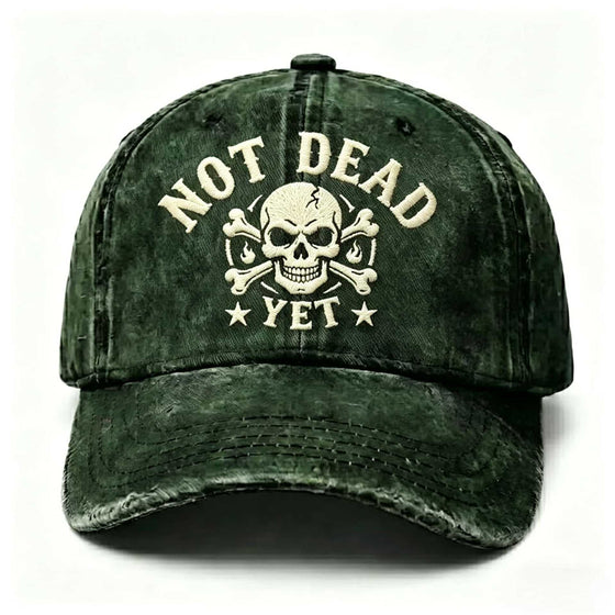Vintage Washed Cotton Baseball Cap with Skull Embroidery