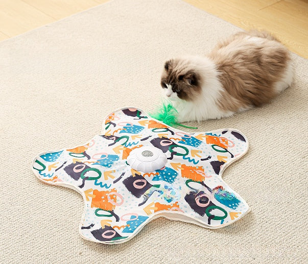 Interactive Automatic Cat Toy Hide and Seek Cover with Replaceable Teaser Wand