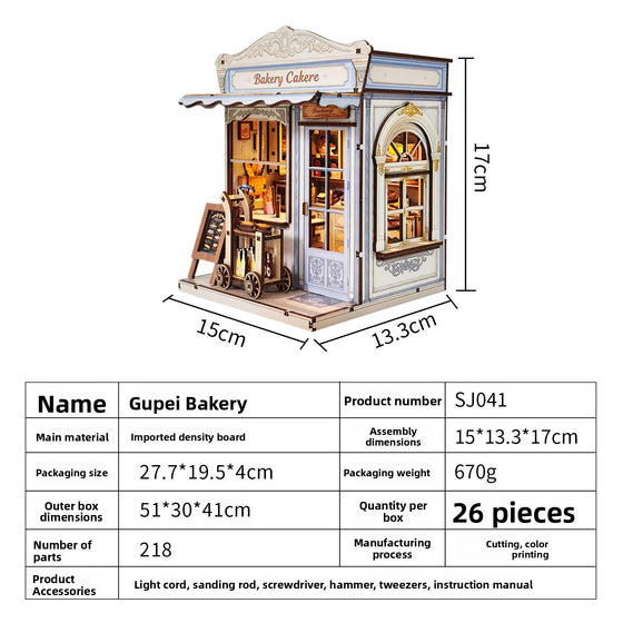 DIY Wooden Bakery Cabin Model with Light product image 2