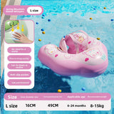 Inflatable Baby Swimming Ring with Canopy Sunshade Anti-Rollover Underarm Support for Children