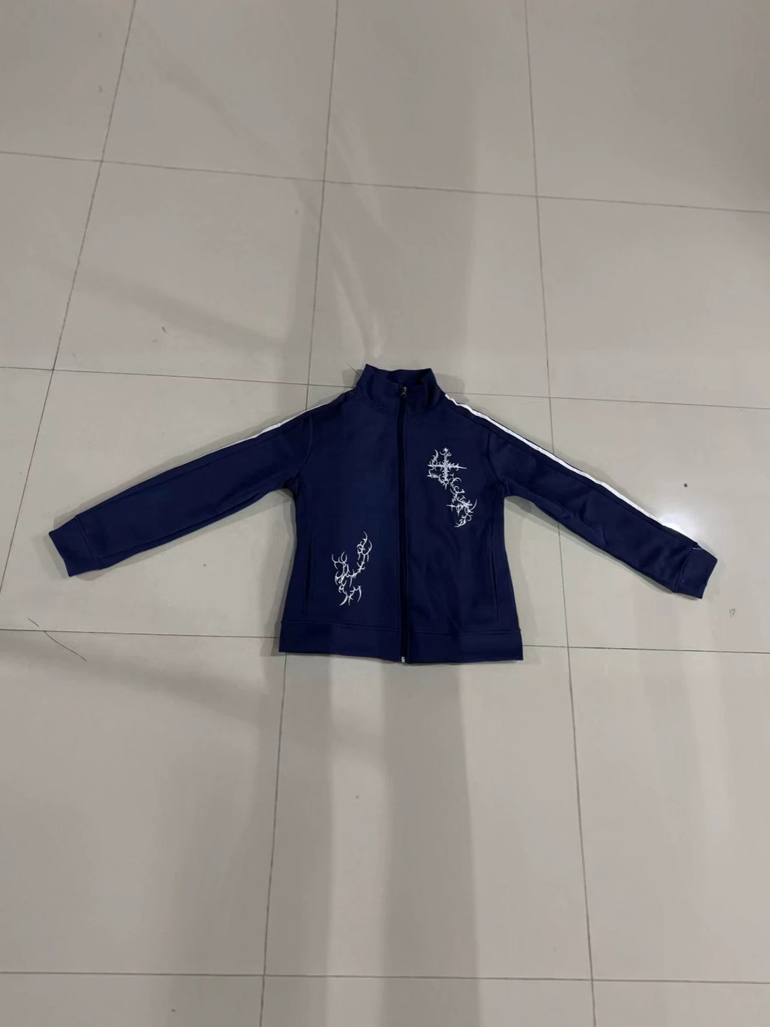 Vintage Blue Stand Collar Top