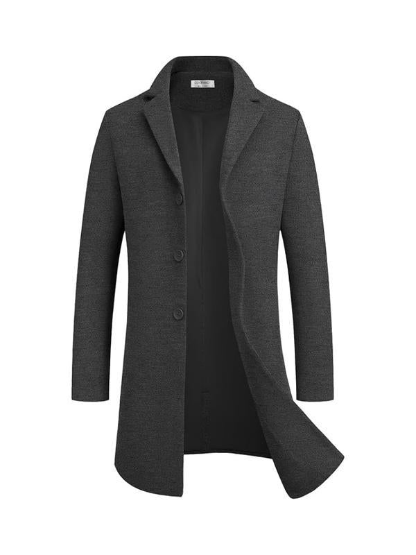 Men's Long Wool Coat Classic Loose Fit Lapel Overcoat