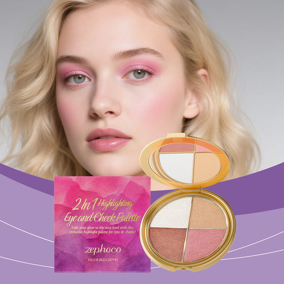 High-Gloss Eyeshadow and Blush Palette with Diamond Finish