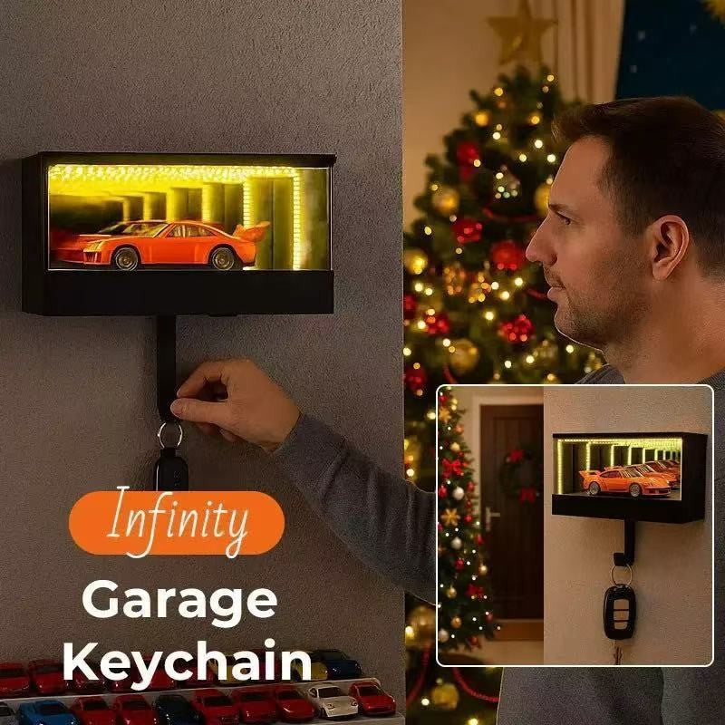 Infinitys Garage Keychain 3D Wall Mounted Mirror LED Light Display Box