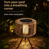 Solar Powered Outdoor Woven Rattan Floor Light