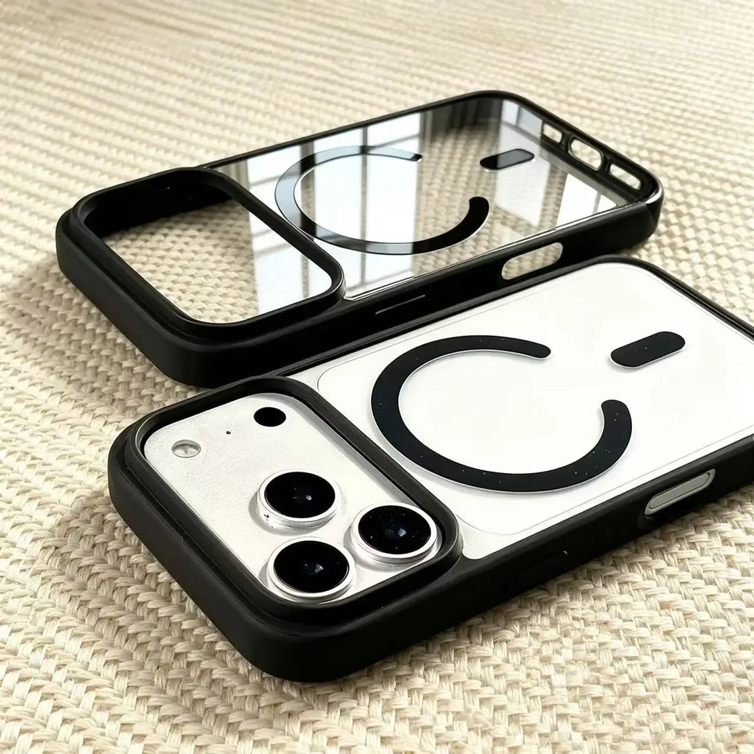 Magnetic Transparent Phone Case with Skin-Feel TPU PC Acrylic Frame
