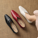 Womens Square Toe Chunky High Heel Slip On Fashion Shoes