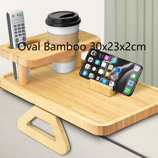 Double Layer Sofa Armrest Tray with Cup Holder