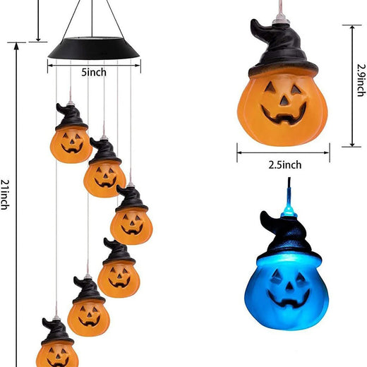 Solar Pumpkin Wind Chime Garden Light